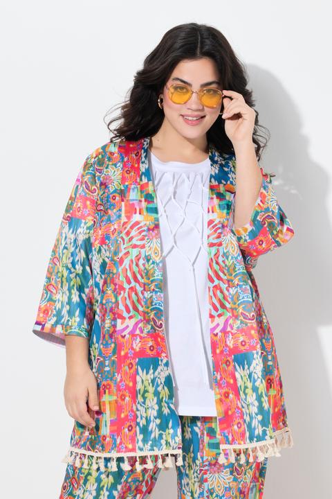 Image du produit Angel of Style Kimono, Satin mit Alloverdruck, Quasten-Zierbans (46)