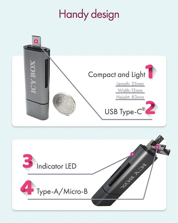 Actual product image Icy Box Ib-Cr200-C Sd (USB, USB 2.0 Micro-B)