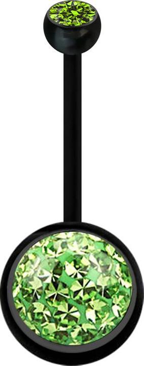 Actual product image Star Piercing Banane schwarz mit Kugel Kristall hellgrün und Kugel Kristall hellgrün Epoxy Schutzschicht (Plastic, without brass)