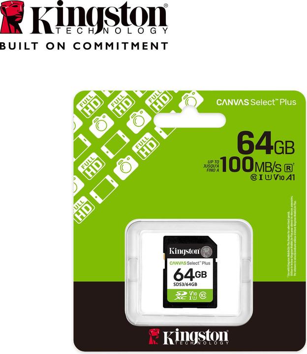 Produktbild Kingston Canvas Select Plus (64 GB, SD, SDHC, SDXC, U1, UHS-I)