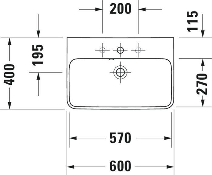 Immagine prodotto Duravit Lavabo ME by Starck compact m ÜL m HLB 600x400mm 1 foro per rubinetto bianco (400 mm, 600 mm)