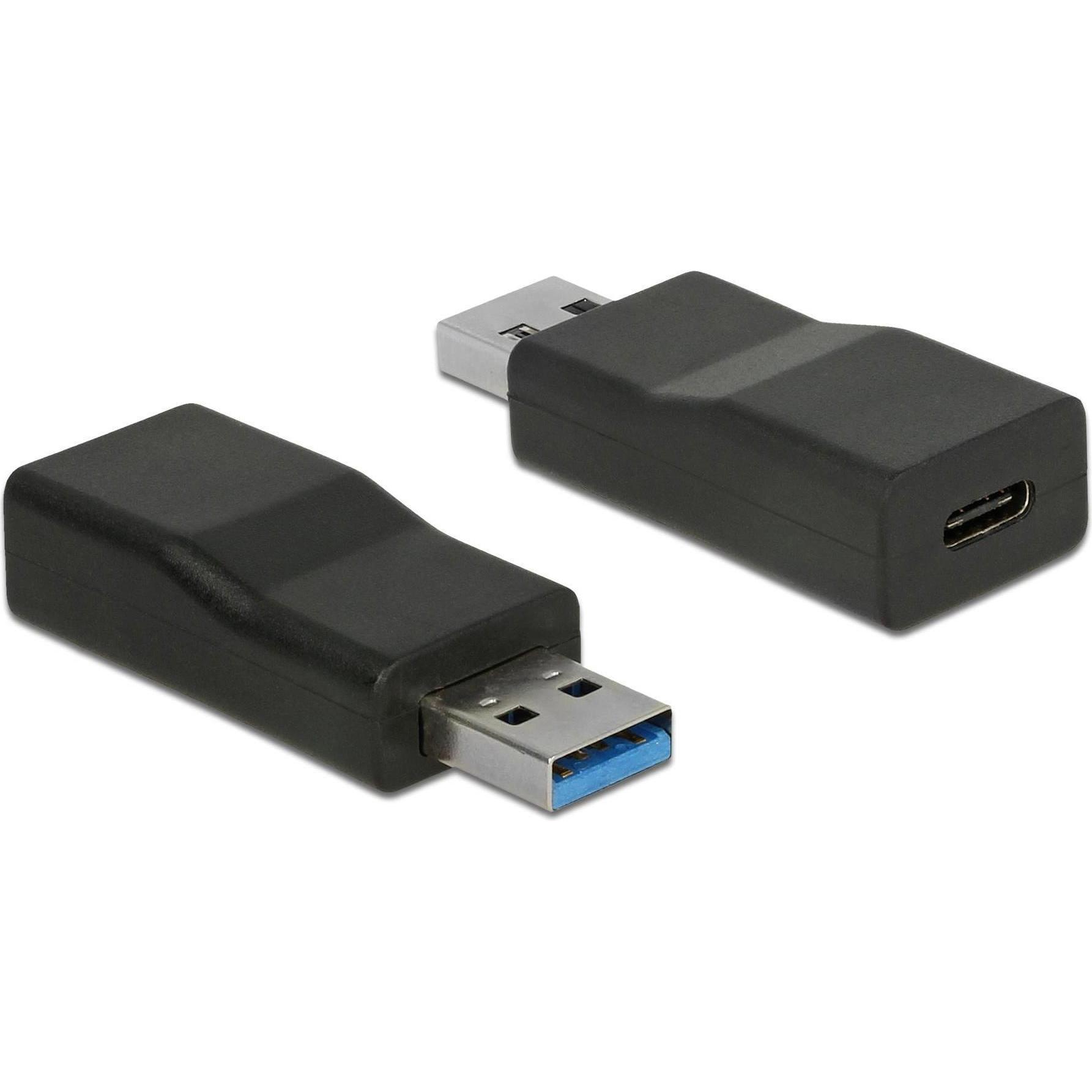 Delock USB3.0 Adapter A-Stecker zu C-Buchse (USB Typ-C, 5.20 cm), Data + Video Adapter, Schwarz