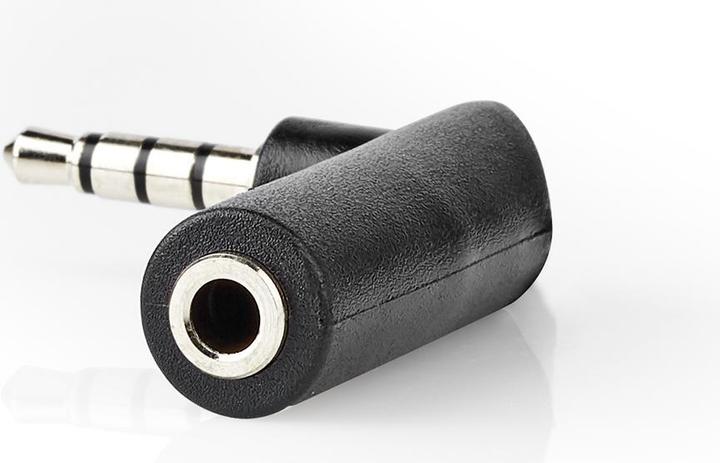 Produktbild Nedis AGB22980BK Stereo-Audio-Adapter mit 3,5-mm-Stecker, 3,5-mm-Stecker, 90-Grad-Winkel, 4-polig, S (Winkeladapter)