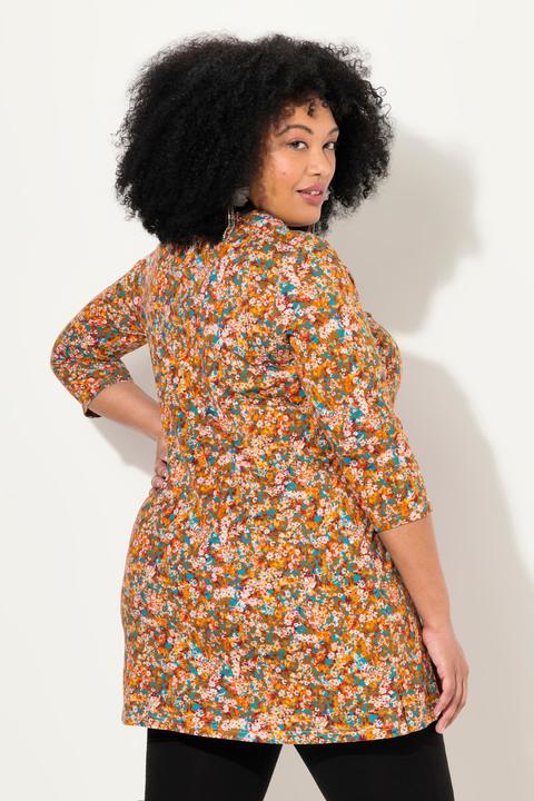 Actual product image Ulla Popken Floral 3/4 Sleeve Knit Tunic (68)
