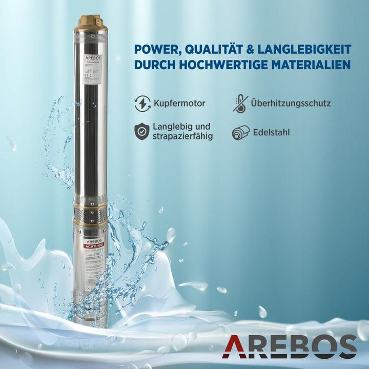 Image du produit Arebos Pompe de puits profond 4000 L/H (Pompe de jardin)