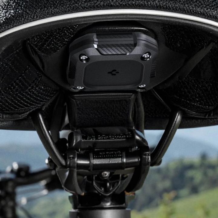 Actual product image Spigen - Tough Armor Holder - Apple AirTag 1 / 2, Waterproof IPX8, 3M Adhesive - Black