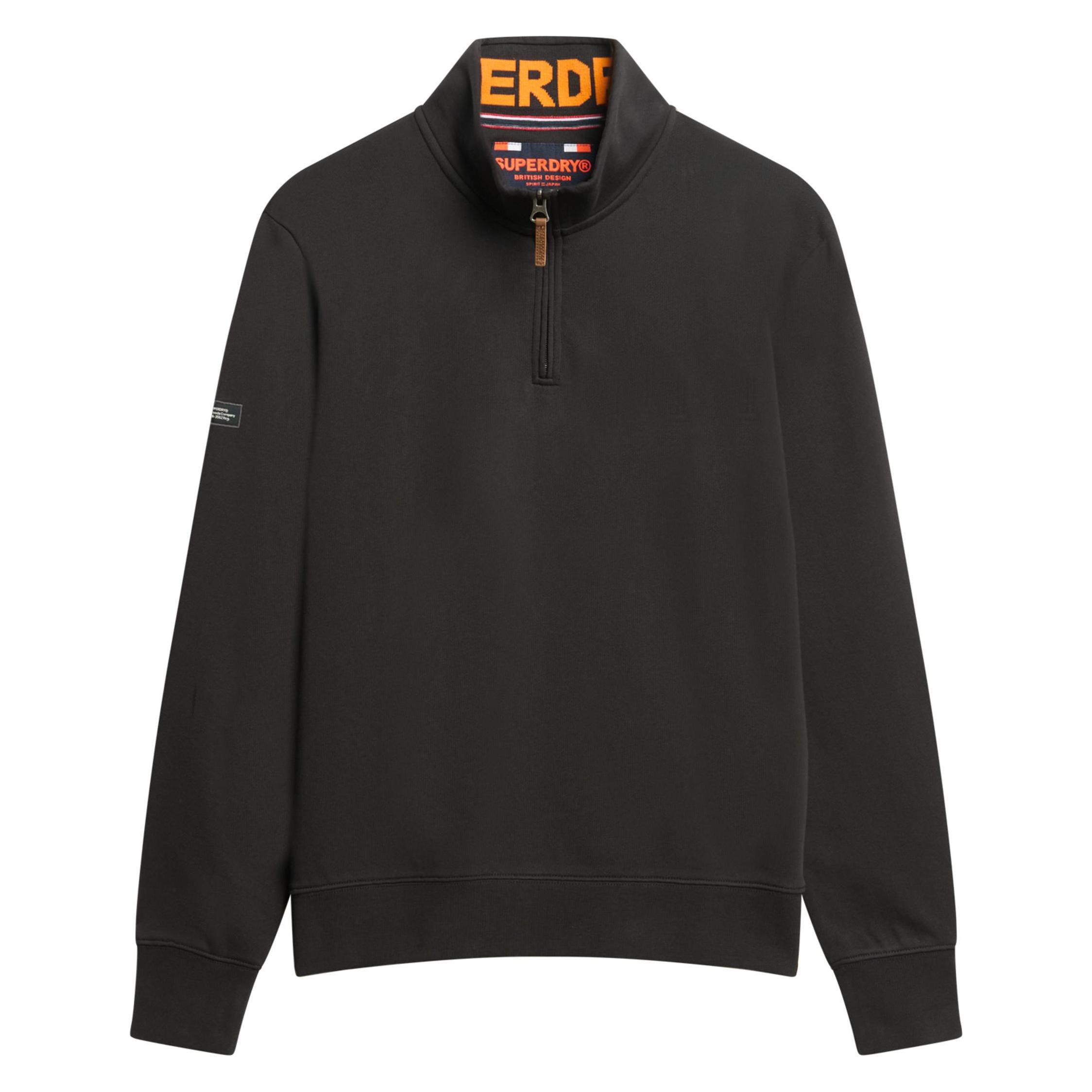 Superdry, Herren, Pullover, Core Sweatshirt Mit Logo Und Halblangem Reissverschluss, Schwarz, (3XL)