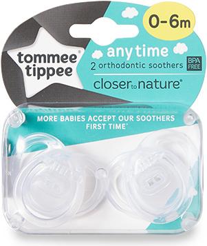 Produktbild Tommee Tippee Any Time Klassischer Babyschnuller Silikon (2 x, bis 6 Monate)