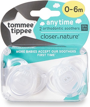 Produktbild Tommee Tippee Any Time Klassischer Babyschnuller Silikon (2 x, bis 6 Monate)