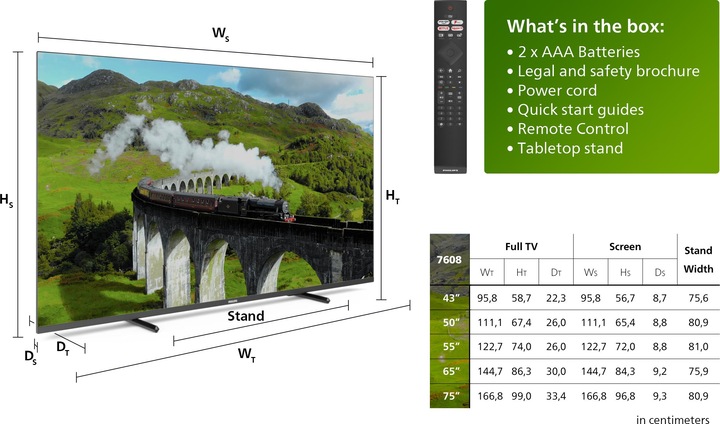 Image du produit Philips 65PUS7608/12 (65", PUS7608, LED, 4K, 2023)