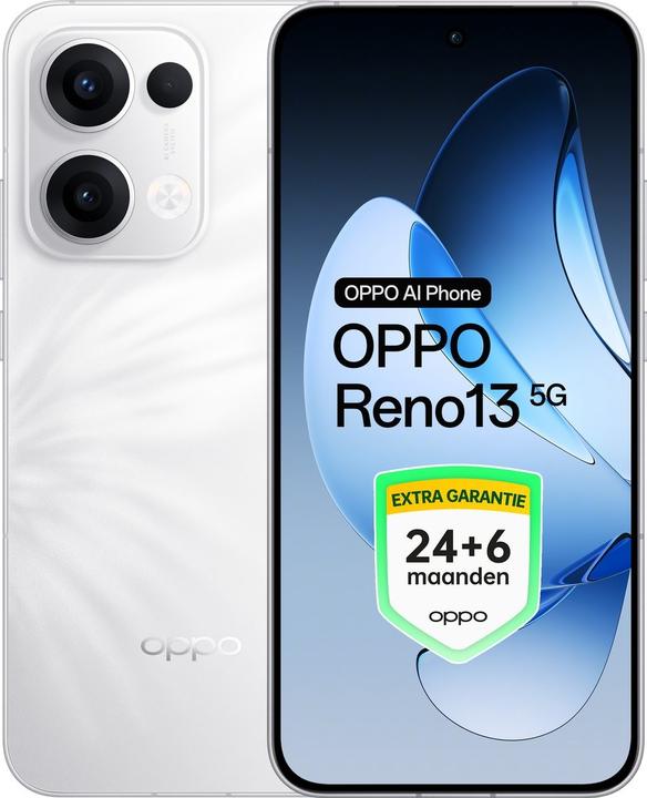 Produktbild OPPO Reno13 5G - 12+256GB - 24+6 maanden extra garantie - Plume White (CPH2689PE) (256 GB, Plume White, 5G)
