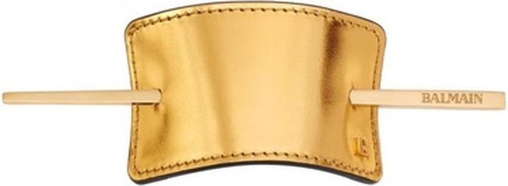 Balmain Hair Barrette In Nappa Gold And 14k Gold Plated Stick