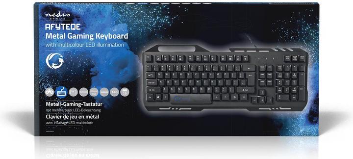 Produktbild Nedis Wired Gaming Keyboard Gaming-Tastatur RGB-Beleuchtung USB 2.0 US International Metalldesign US (Eng. Int., Kabelgebunden)