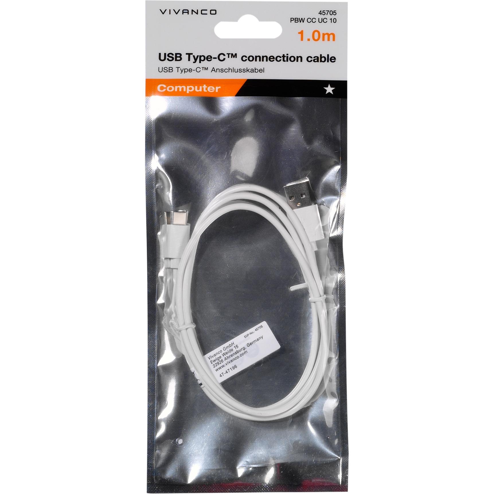 Thumbnail - Vivanco USB 2.0 Anschlusskabel (1x USB 2.0 Stecker C (1 m, USB 2.0), USB Kabel