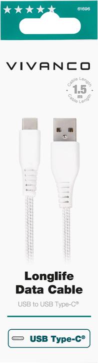 Produktbild Vivanco LongLife USB Kabel USB A USB C (1.50 m)