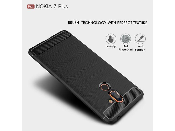 Actual product image Screenguard Nokia 7 Plus Cover Carbon Brushed Soft TPU (Nokia 7 Plus)