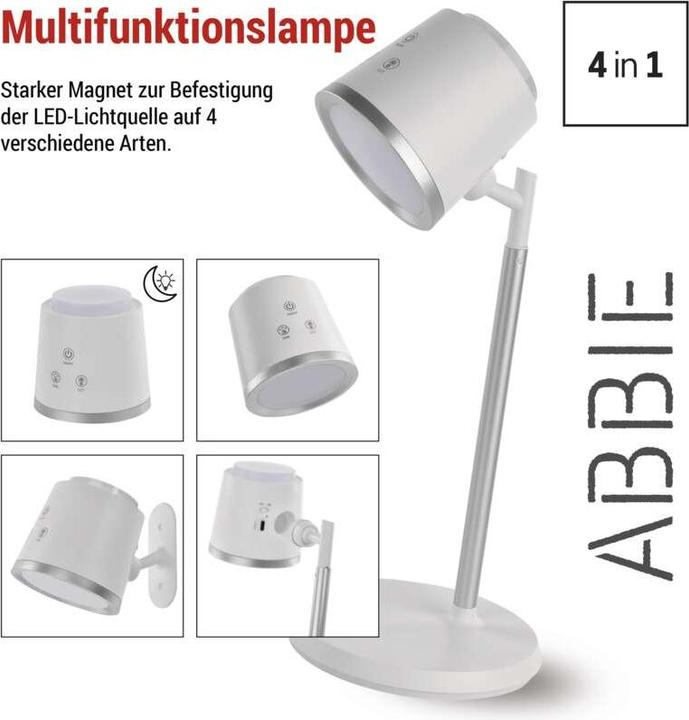 Produktbild Emos LED Schreibtischlampe ABBIE, wiederaufladbar, weiss (300 lm)