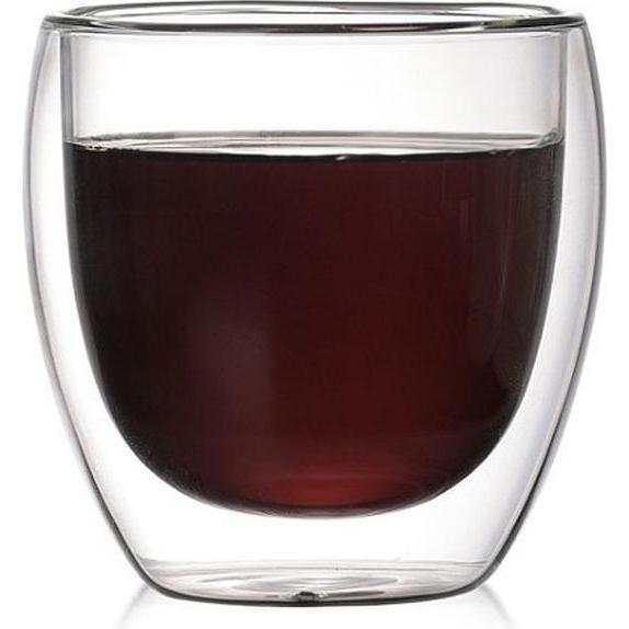 Bdt Doppelwandiges Thermoglas, Glas, Borosilikatglas, 80 ml, spülmaschinengeeignet, Barattolo di conservazione, Trasparente