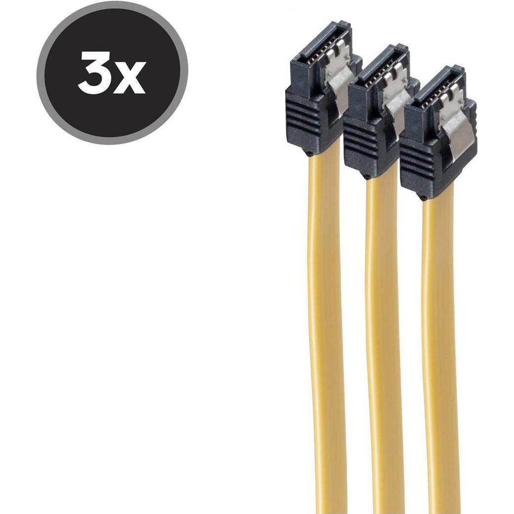 Shiverpeaks -BASIC-S--SATA Anschlusskabel 6 Gb/s mit Metallclip (Arretierung), VE 3, gelb 0,5, Interne Kabel (PC)