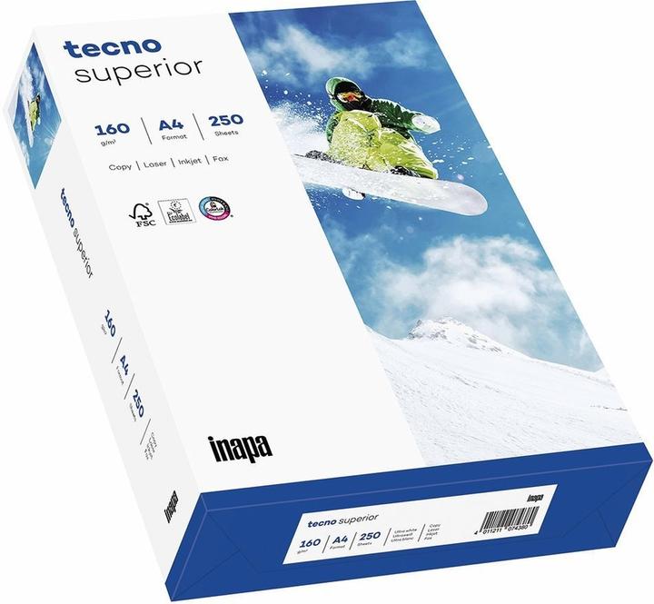 Actual product image Inapa Multifunctional paper superior, A4, 160 gsm for inkjet, laser printer, copier, duplex, bright white (160 g/m², 250 x, A4)