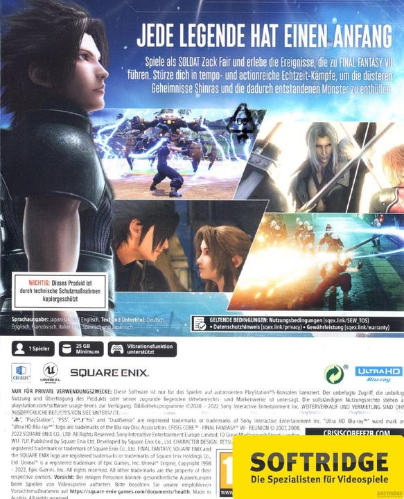 Image du produit Square Enix Crisis Core Final Fantasy VII Reunion (PS5, DE)