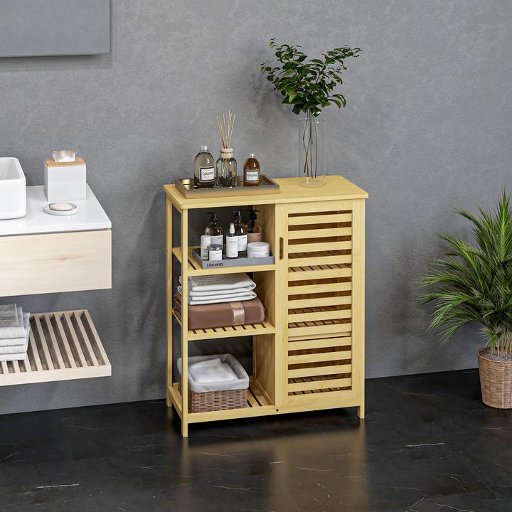 Actual product image Kleankin Bathroom cabinet with open shelf and anti-tilt protection (66 x 33 x 87 cm)