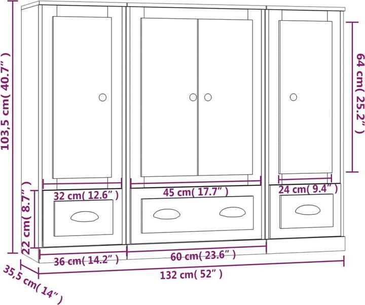 Image du produit vidaXL Highboard (132 x 35.50 x 103.50 cm)