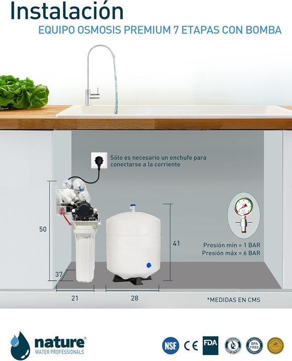 Produktbild Nature 7-stufige Umkehrosmoseanlage mit Pumpe, NSF-zertifiziert, UV-LED-Desinfektion