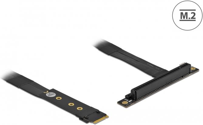 Delock M.2 Key M to PCIe x16 NVMe adapter angled with 20 cm cable