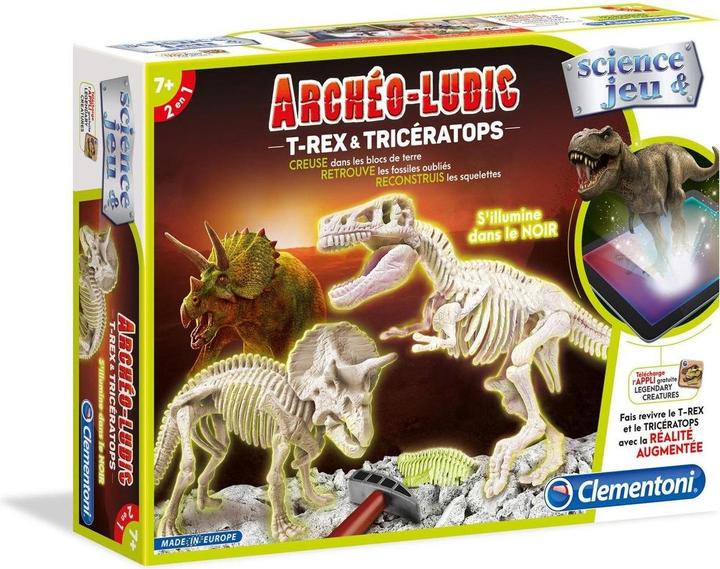 Produktbild Clementoni Archeo T-Rex&Triceratops Fluo.