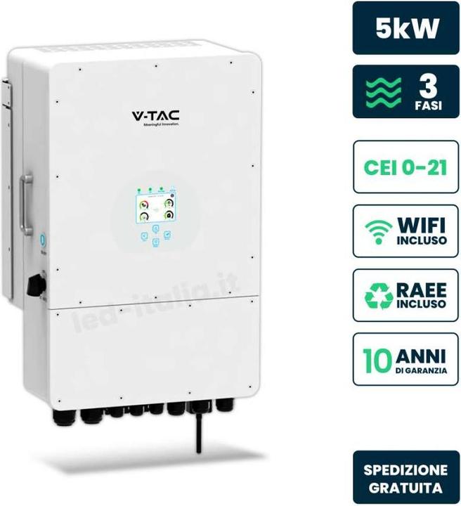 V-TAC SUN5KSG04LP3EU Onduleur photovoltaïque hybride triphasé 5 kW