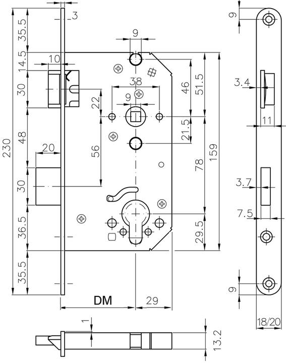 Image du produit MSL 1714PE.6/70/22ex248/9, inox, d (Serrure à mortaise)