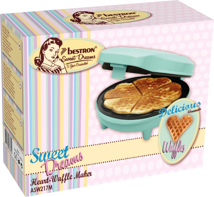 Image du produit Bestron ASW217M Gaufrier 5 gaufre(s) Couleur menthe
