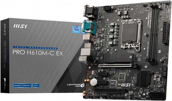 MSI PRO -C EX H610 Intel H610 LGA 1700 mini ITX (LGA 1700, Intel H61, mATX)