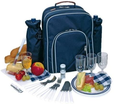Image du produit EBuyGB Sac à pique-nique avec vaisselle et couverts, bleu