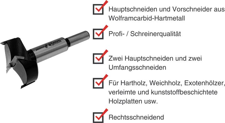 Actual product image Paulimot Kunstbohrer, hartmetallbestückt Ø 45 x 90 mm (45 millimetres)