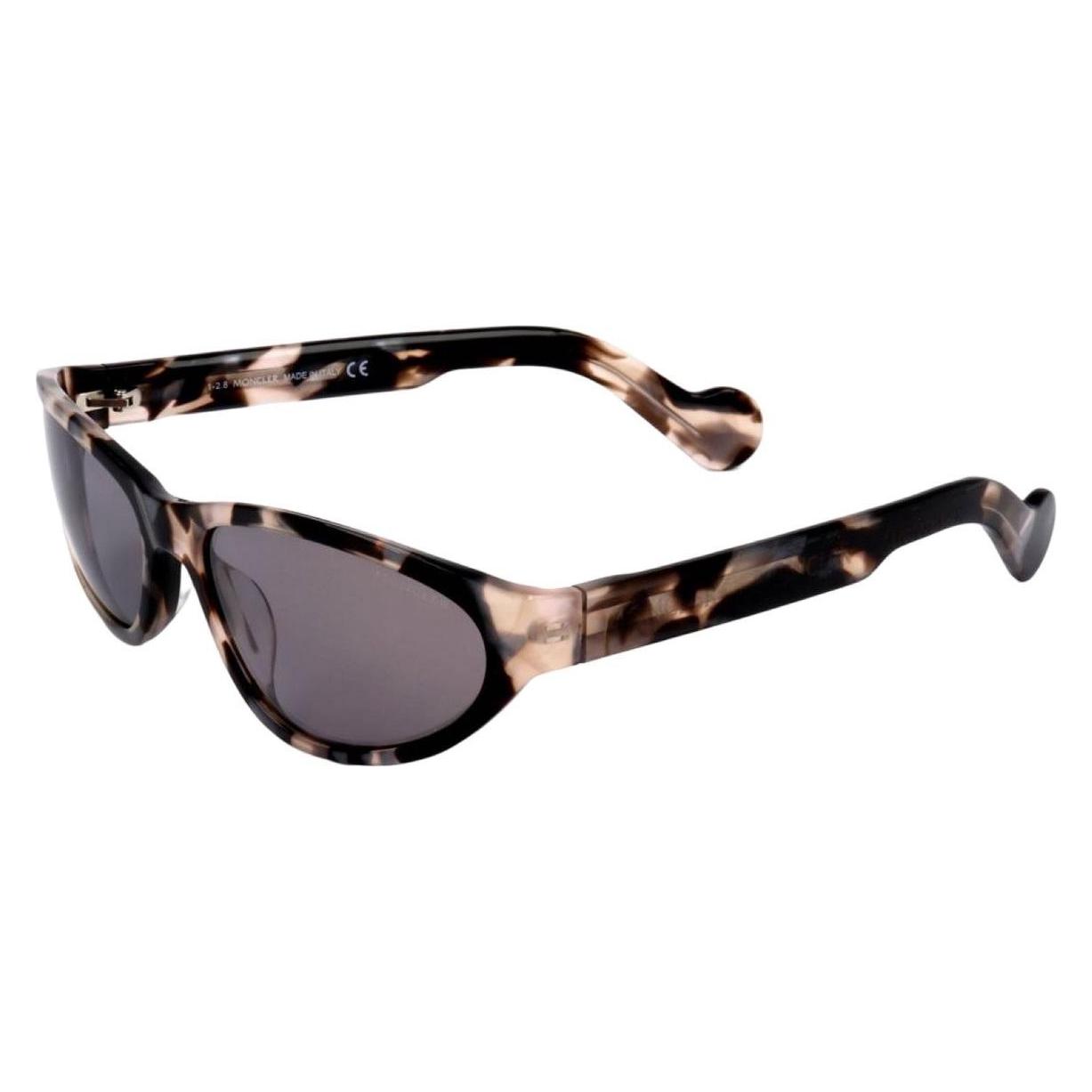 Moncler, Unisex, Sonnenbrille, Graue Havana Ovale Spiegel