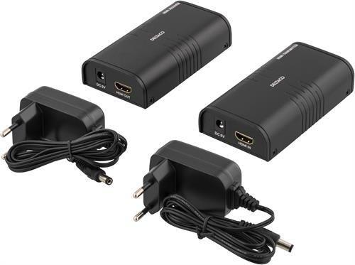 Actual product image Deltaco Ethernet HDMI Extender, Up to 120m in 1080P with Cat6, Juodas (CAT6, 120 m)