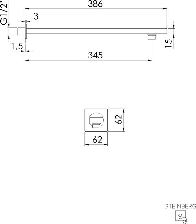 Actual product image Steinberg Seriess 342 shower arm, 420mm