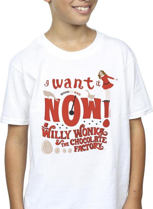 Actual product image Willy Wonka & the Chocolate Factory Boys Verruca Salt I Want It Now T-Shirt (116)