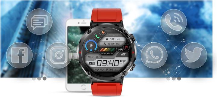 Produktbild Gravity GT21-6 Smartwatch + rotes Silikonarmband