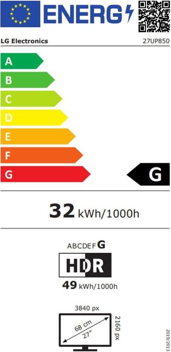 Energie-Label LG 27UP850-W (3840 x 2160 Pixel, 27")