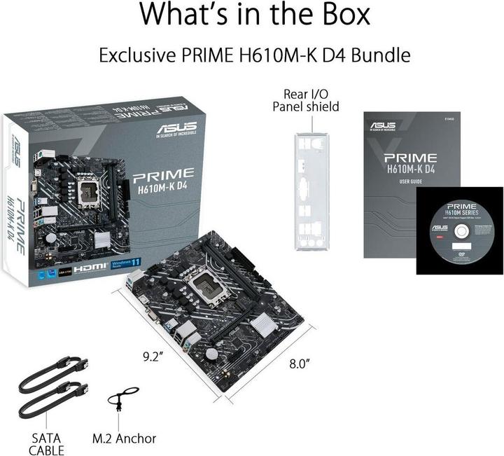 Image du produit ASUS PRIME H610M-K D4 (LGA 1700, Intel H610, mATX)