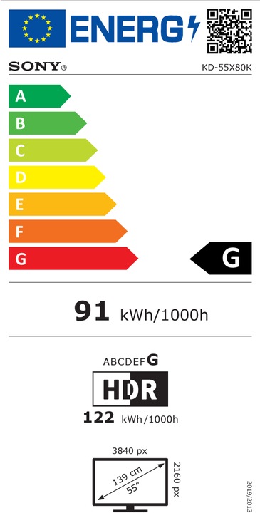 Energie-Label Sony KD-55X80K (55", X80K, LCD, 4K, 2022)