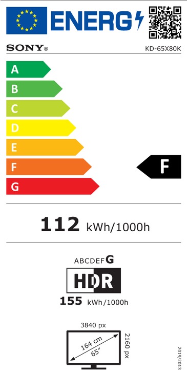 Etichetta energetica Sony KD-65X80K (65", X80K, LCD, 4K, 2022)