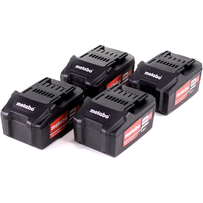 Thumbnail - Metabo, Werkzeugakku + Ladegerät, Akku Set 4x Li-Power Akkupack 18 V 4,0 Ah CAS Li-Ion Akku ( 4x 625591000 ) mit Ladesta...