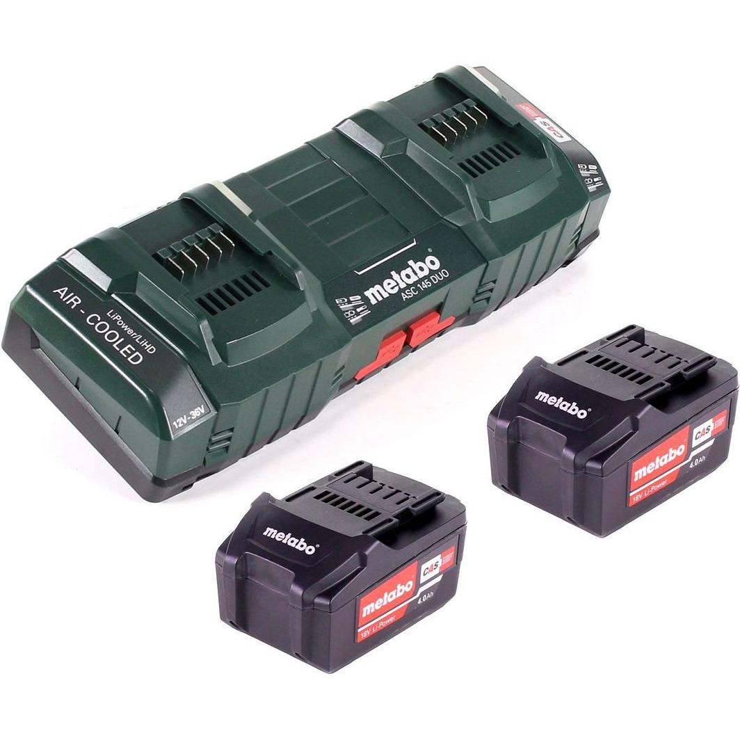 Thumbnail - Metabo, Werkzeugakku + Ladegerät, Basis Set 2x Li-Power Akkupack 18 V 4,0 Ah CAS Li-Ion Akku ( 2x 625591000 ) + Doppella...