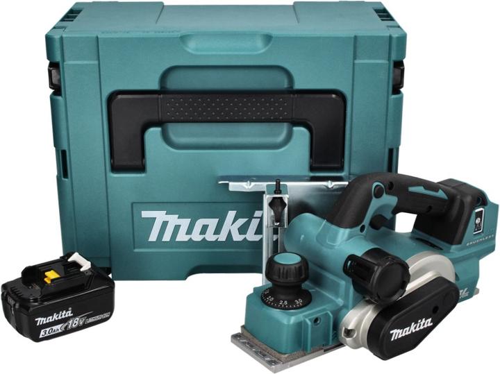 Productafbeelding Makita DKP 181 F1J Accu schaaf Rebate schaaf 82 mm 18 V Brushless + 1x accu 3.0 Ah + Makpac - zonder lader