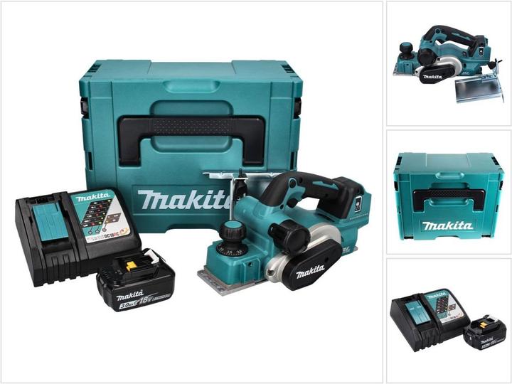 Produktbild Makita DKP 181 RF1J Akku Hobel Falzhobel 82 mm 18 V Brushless + 1x Akku 3,0 Ah + Ladegerät + Makpac