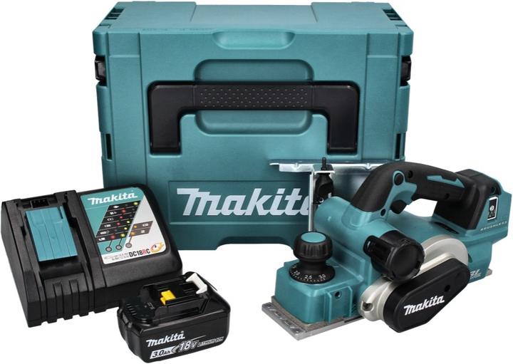 Produktbild Makita DKP 181 RF1J Akku Hobel Falzhobel 82 mm 18 V Brushless + 1x Akku 3,0 Ah + Ladegerät + Makpac